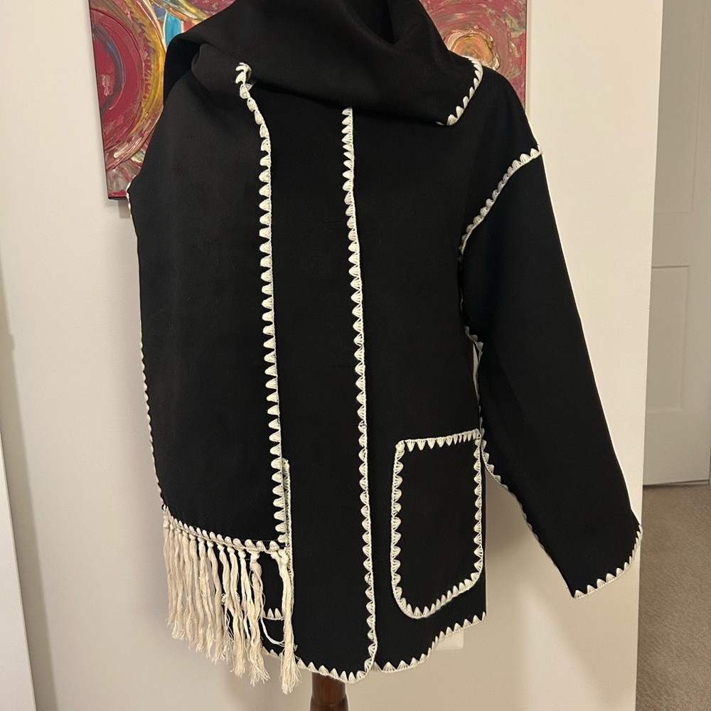 Contrast Trim Oversized Jacket Toteme Inspired